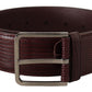 Dolce & Gabbana Elegant Maroon Leather Belt with Engraved Buckle