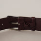 Dolce & Gabbana Elegant Maroon Leather Belt with Engraved Buckle