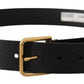 Dolce & Gabbana Elegant Black Leather Belt with Gold-Tone Buckle