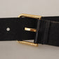 Dolce & Gabbana Elegant Black Leather Belt with Gold-Tone Buckle