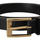 Dolce & Gabbana Chic Black Leather Logo Buckle Belt