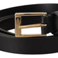 Dolce & Gabbana Chic Black Leather Logo Buckle Belt