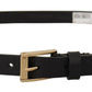 Dolce & Gabbana Chic Black Leather Logo Buckle Belt