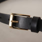 Dolce & Gabbana Chic Black Leather Logo Buckle Belt