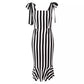 Dolce & Gabbana Black and White Striped Midi Dress with Ruffles