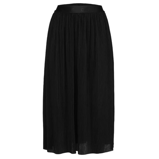 Gaelle Chic Pleated Black Skirt with Logo Waistband