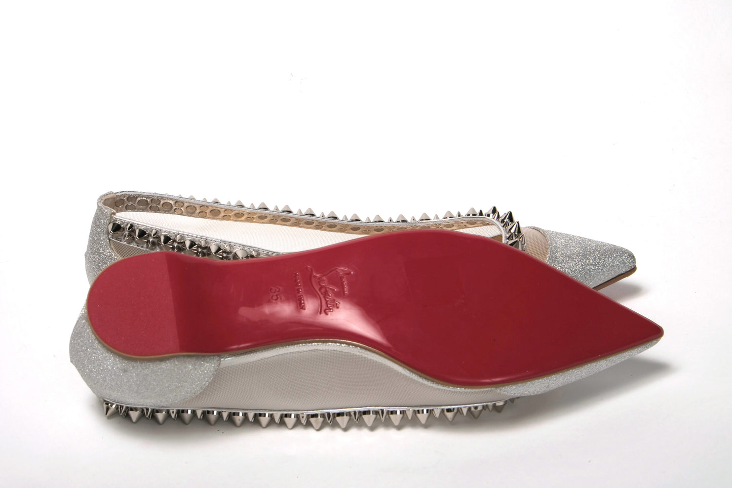 Christian Louboutin Silver Flat Point Toe Shoe