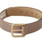 Dolce & Gabbana Elegant Cream Leather Belt with Engraved Buckle