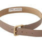 Dolce & Gabbana Elegant Cream Leather Belt with Engraved Buckle