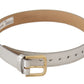 Dolce & Gabbana Engraved Silver-Toned Leather Belt