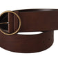 Dolce & Gabbana Elegant Brown Leather Belt with Engraved Buckle