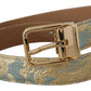 Dolce & Gabbana Elegant Light Blue Leather Belt with Gold Buckle