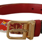 Dolce & Gabbana Chic Multicolor Leather Belt with Engraved Buckle