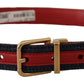 Dolce & Gabbana Chic Multicolor Leather Belt with Engraved Buckle