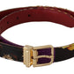 Dolce & Gabbana Multicolor Canvas Leather Belt with Engraved Buckle