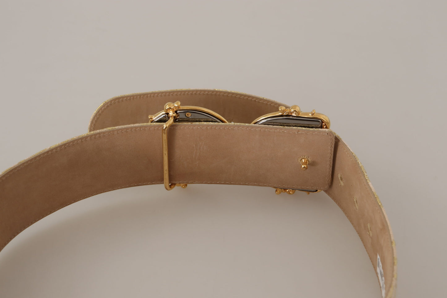 Dolce & Gabbana Elegant Gold and Pink Leather Belt