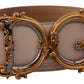 Dolce & Gabbana Elegant Pink Leather Belt with Logo Buckle