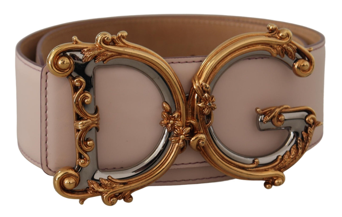 Dolce & Gabbana Elegant Pink Leather Belt with Logo Buckle