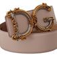 Dolce & Gabbana Elegant Pink Leather Belt with Logo Buckle