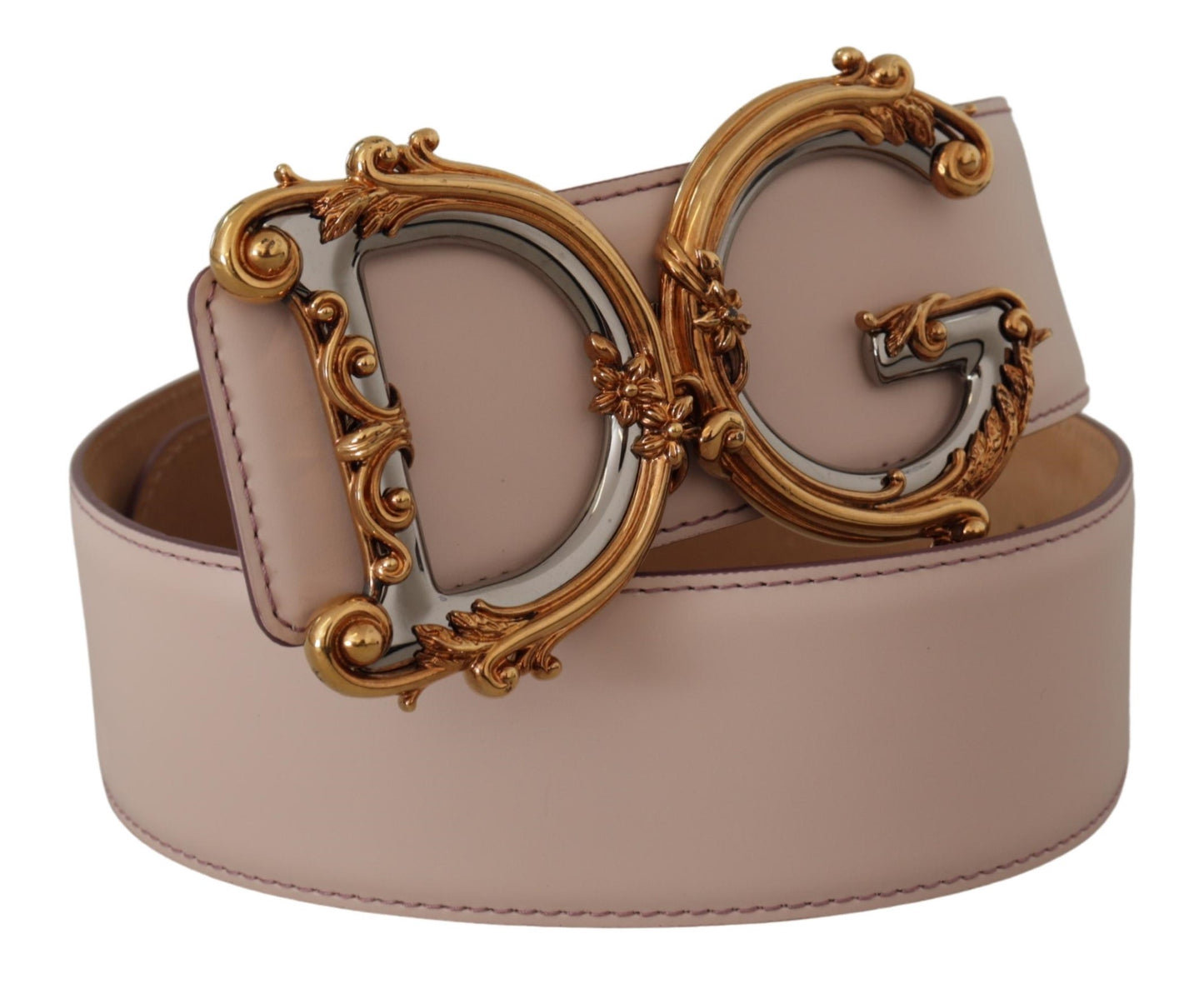 Dolce & Gabbana Elegant Pink Leather Belt with Logo Buckle