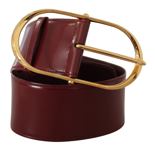 Dolce & Gabbana Engraved Logo Maroon Leather Belt