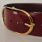 Dolce & Gabbana Engraved Logo Maroon Leather Belt