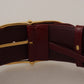 Dolce & Gabbana Engraved Logo Maroon Leather Belt