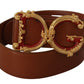 Dolce & Gabbana Engraved Logo Leather Belt in Classic Brown