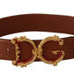 Dolce & Gabbana Engraved Logo Leather Belt in Classic Brown