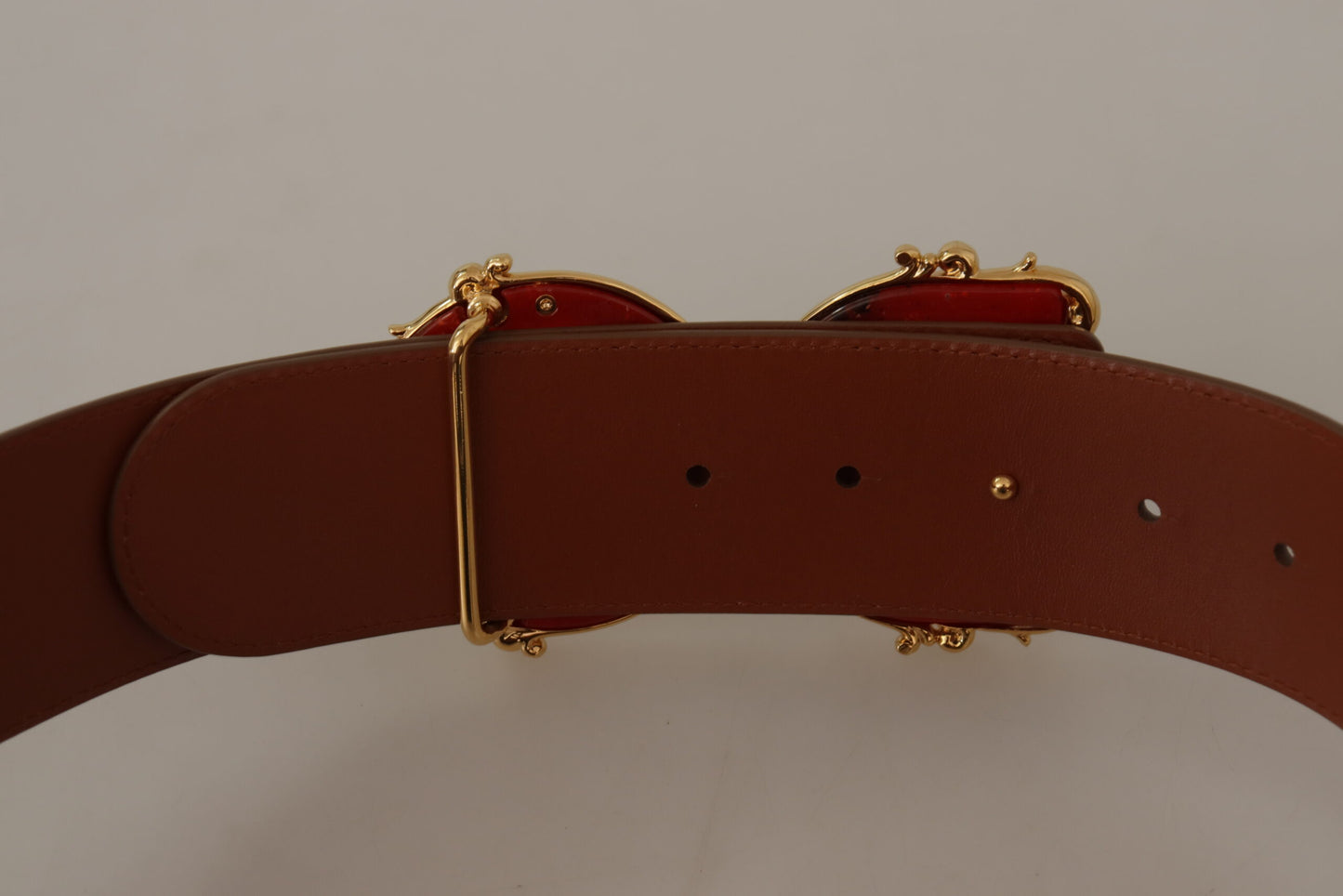 Dolce & Gabbana Engraved Logo Leather Belt in Classic Brown