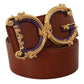 Dolce & Gabbana Engraved Logo Leather Belt in Rich Brown