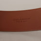 Dolce & Gabbana Engraved Logo Leather Belt in Rich Brown