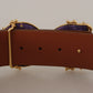 Dolce & Gabbana Engraved Logo Leather Belt in Rich Brown