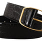 Dolce & Gabbana Elegant Leather Belt with Logo-Engraved Buckle