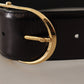 Dolce & Gabbana Elegant Black Leather Logo Belt