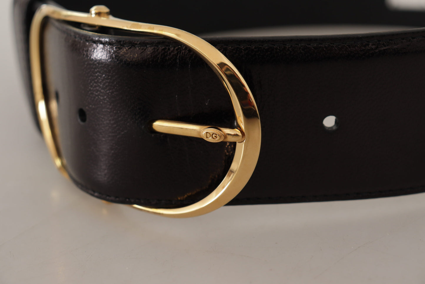 Dolce & Gabbana Elegant Black Leather Logo Belt