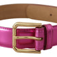 Dolce & Gabbana Chic Pink Leather Logo Buckle Belt