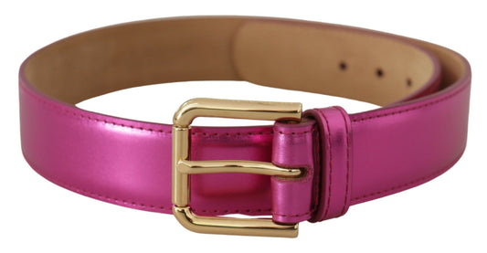 Dolce & Gabbana Chic Pink Leather Logo Buckle Belt