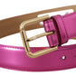 Dolce & Gabbana Chic Pink Leather Logo Buckle Belt