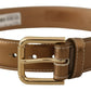 Dolce & Gabbana Elegant Bronze Leather Belt with Logo Buckle