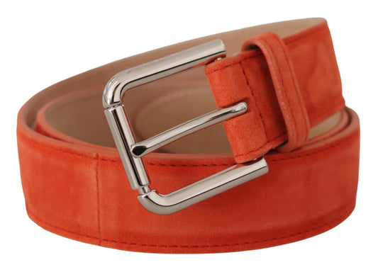 Dolce & Gabbana Elegant Suede Leather Belt in Vibrant Orange