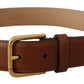 Dolce & Gabbana Elegant Leather Belt with Engraved Buckle