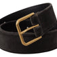 Dolce & Gabbana Elegant Velvet Belt with Engraved Buckle