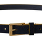 Dolce & Gabbana Chic Blue Suede Logo Buckle Belt