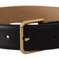 Dolce & Gabbana Elegant Black Leather Engraved Buckle Belt