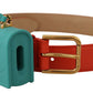 Dolce & Gabbana Chic Orange Leather Belt with Headphone Case