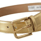 Dolce & Gabbana Elegant Gold Leather Belt with Logo Buckle