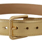 Dolce & Gabbana Elegant Gold Leather Belt with Logo Buckle