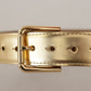 Dolce & Gabbana Elegant Gold Leather Belt with Logo Buckle