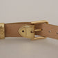 Dolce & Gabbana Elegant Gold Leather Belt with Logo Buckle